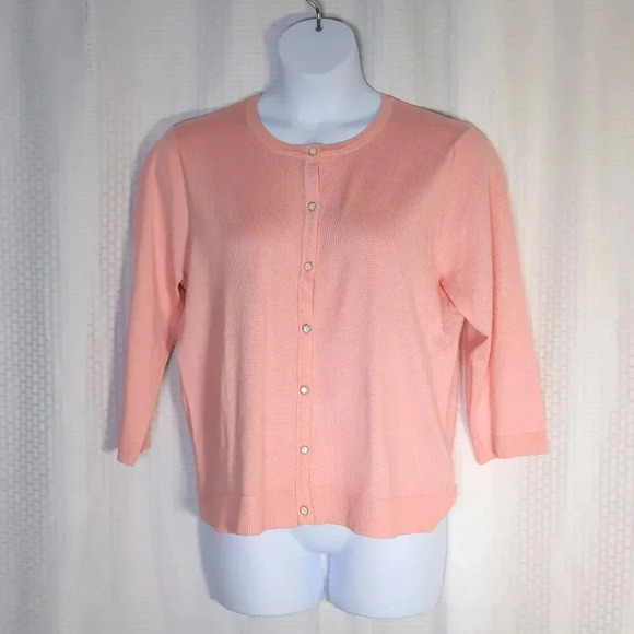 Spense Size XXL pink pearl button 3/4 sleeve cardigan - Picture 1 of 9